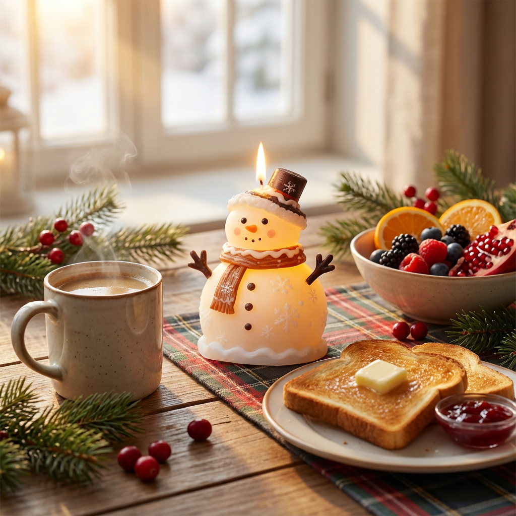 Winter Cheer Snowman Candle