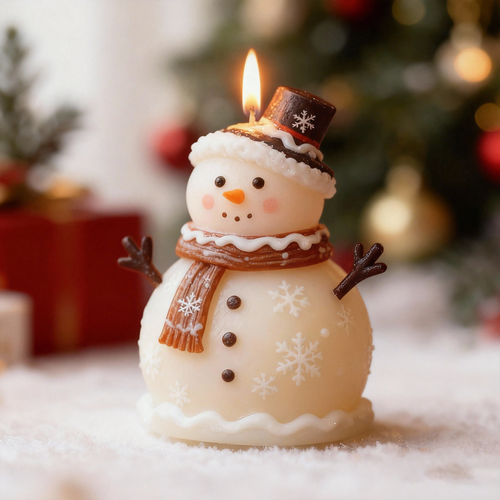 Winter Cheer Snowman Candle
